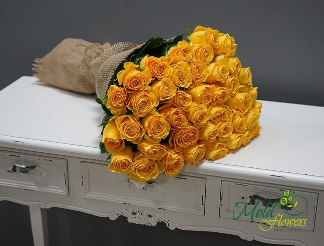 Букет из 25 жёлтых роз Эквадор 50 см Фото